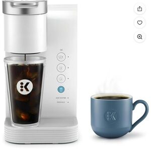 Keurig White Coffee Maker with Blue Mug